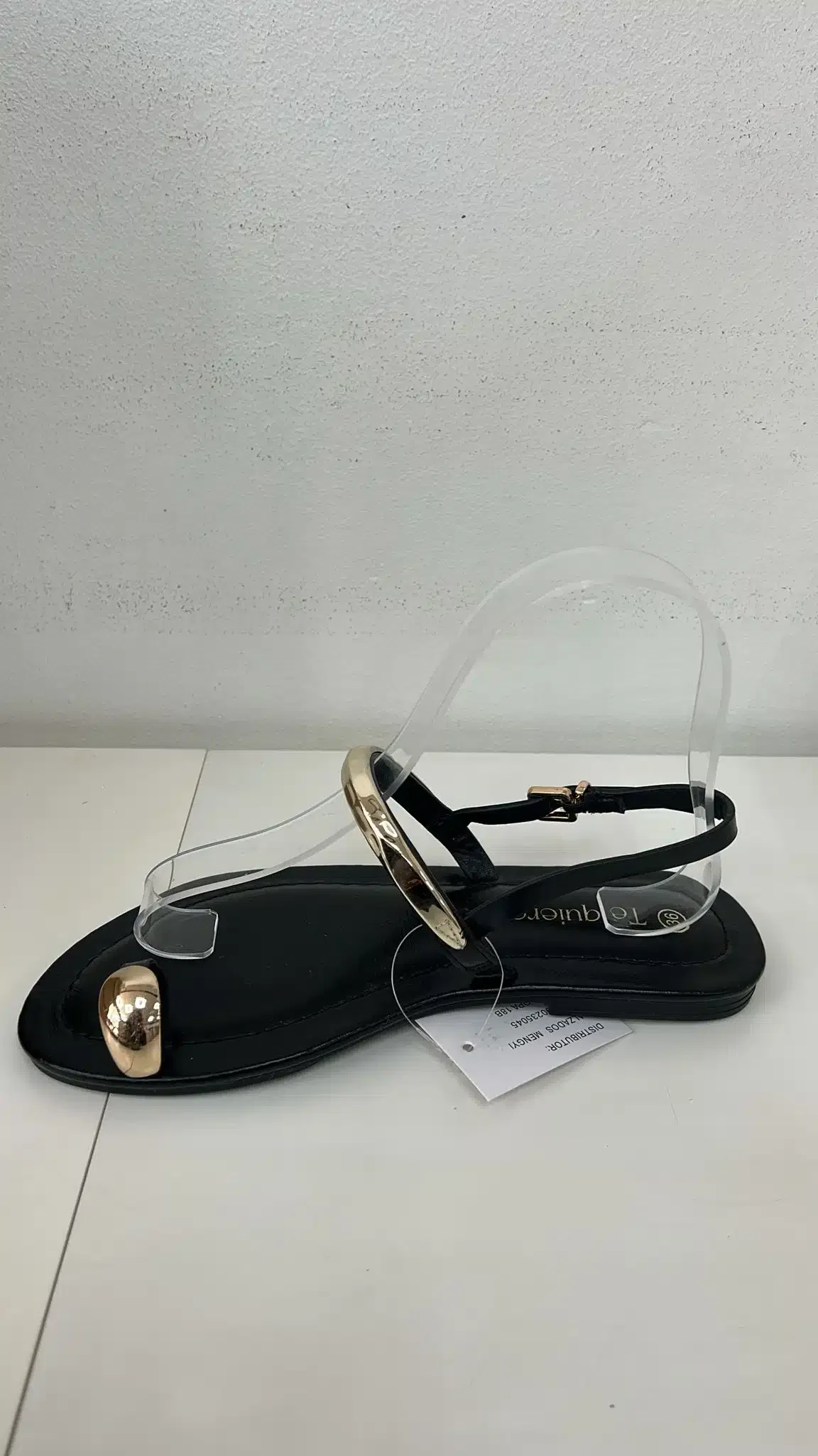 SANDALIA PLANA ANILLO NEGRO - Imagen 1