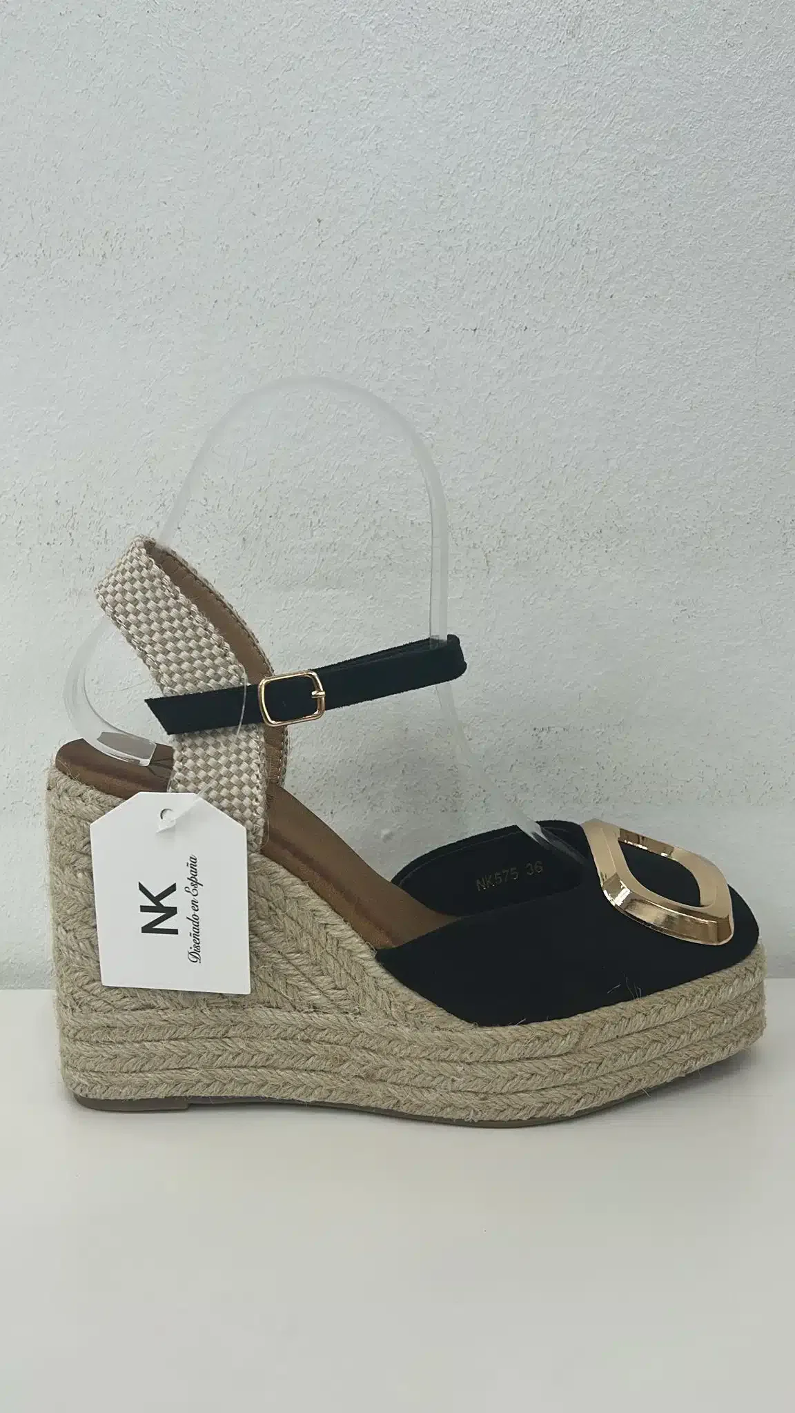 ESPARTO NEGRO HEBILLA DORADA - Imagen 1