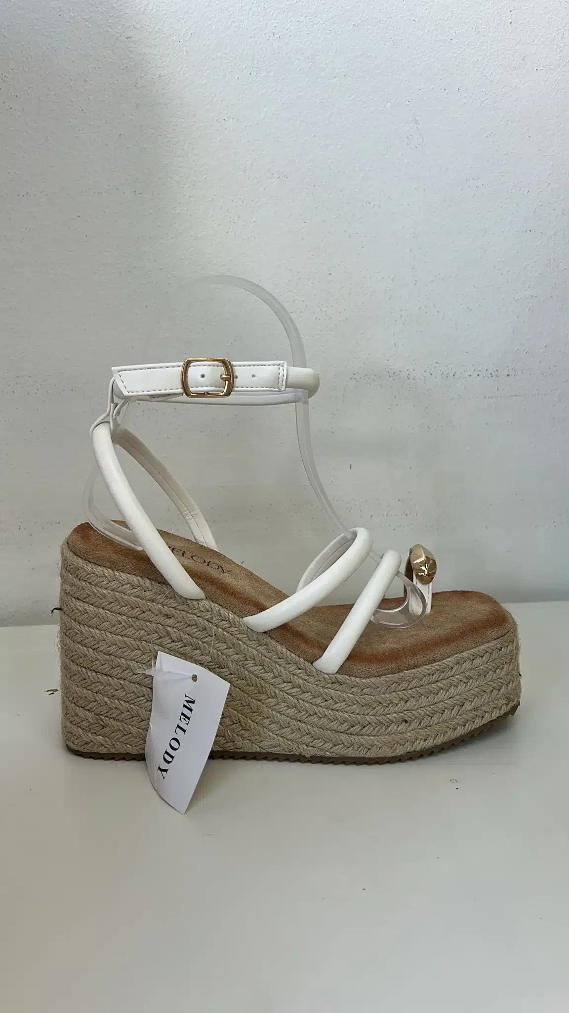 SANDALIA ANILLO DOS TIRAS BLANCO - Imagen 1