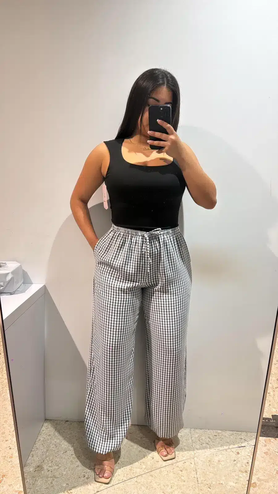 Pantalón puño vichy - Nataly Shop