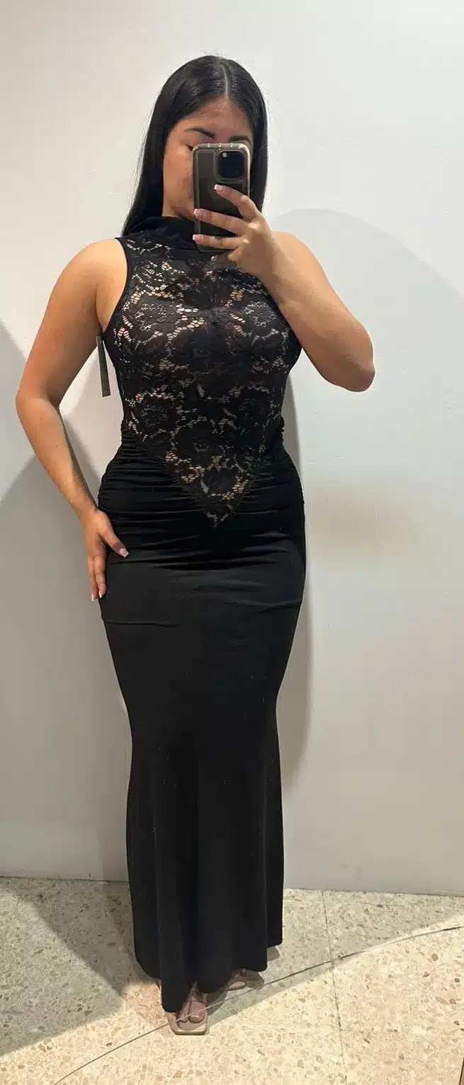 VESTIDO ENCAJE NEGRO - Imagen 1