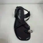 SANDALIA PLANA CRUCE ANILLO MARRON