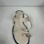 SANDALIA PLANA CRUCE ANILLO BEIGE