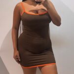 VESTIDO MARRON Y NARANJA